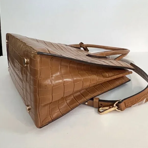 Michael Kors Croc Embossed Leather Adjustable Handbag Crossbody - Picture 13 of 16